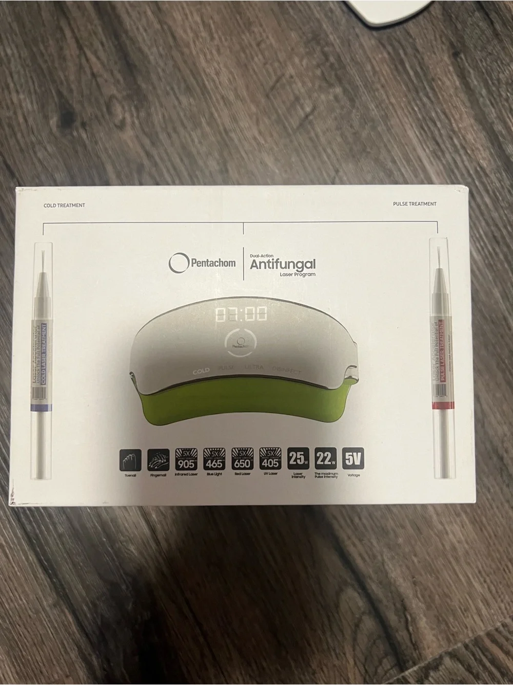 Pentachom Dual-Action Antifungal Laser Nail Fungus Kit 2 Pens USB Green/White